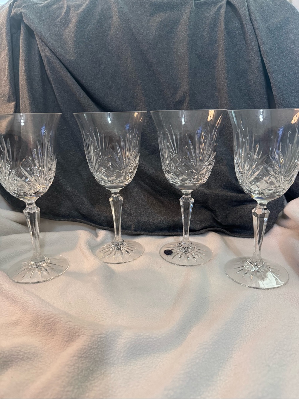 Miller Rogaska Crystal Cut Wine Glasses - Clear Stemware (Set of 4)